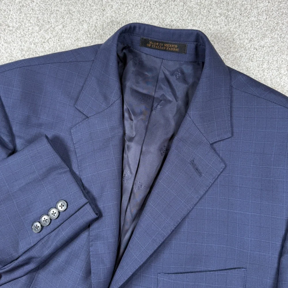 Jos. A. Bank Sport Coat Mens 42R Blue Glen Plaid Reserve Super 120s Wool Blazer